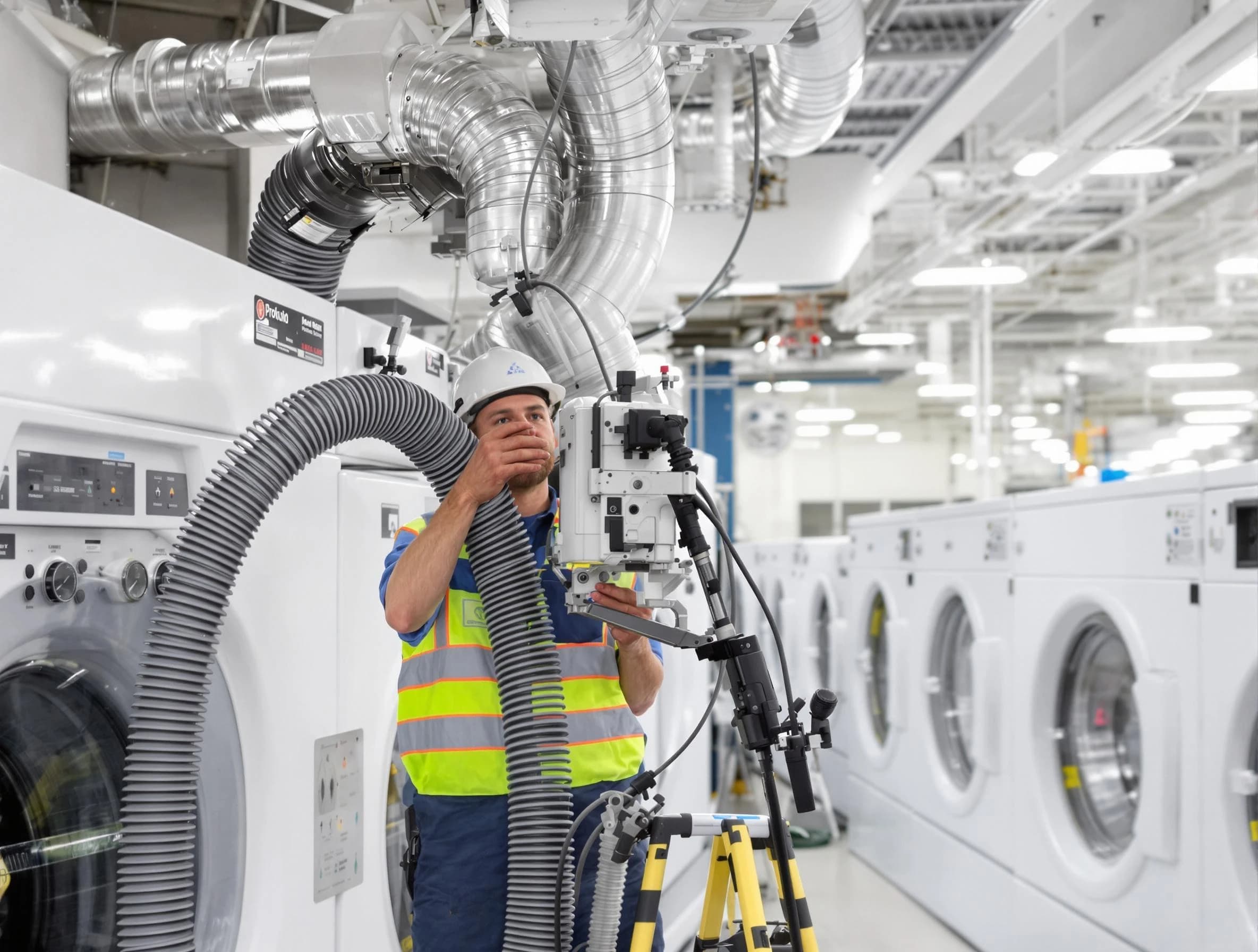 Fall River Dryer Vent Cleaning team performing commercial-grade dryer vent cleaning at a business facility in Fall River