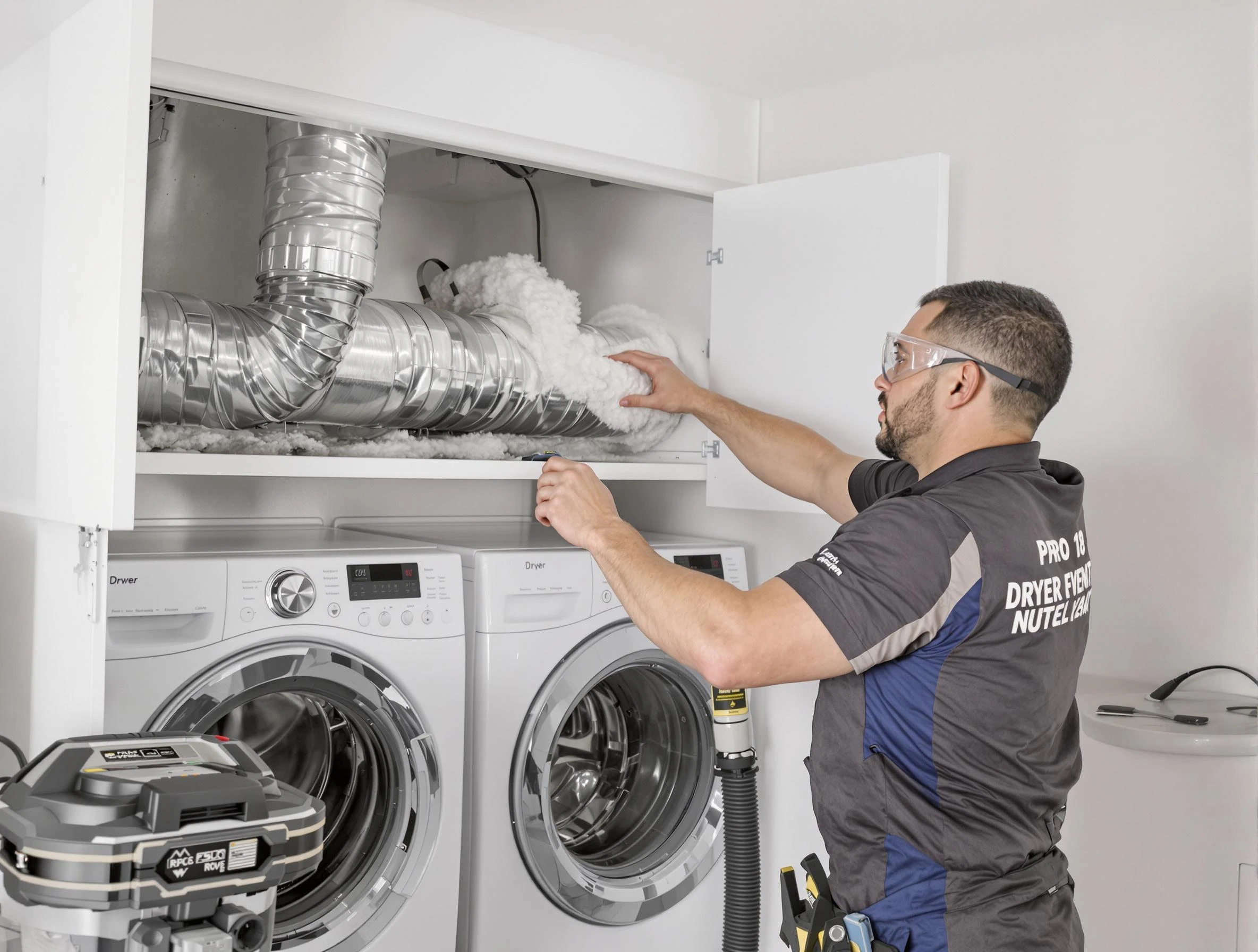 Fall River Dryer Vent Cleaning certified technician performing specialized gas dryer vent cleaning in Fall River