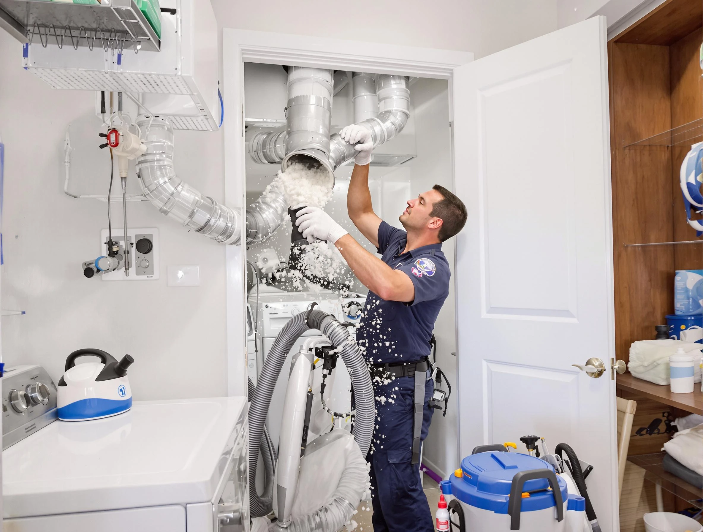 Fall River Dryer Vent Cleaning technician delivering thorough residential dryer vent cleaning service in Fall River